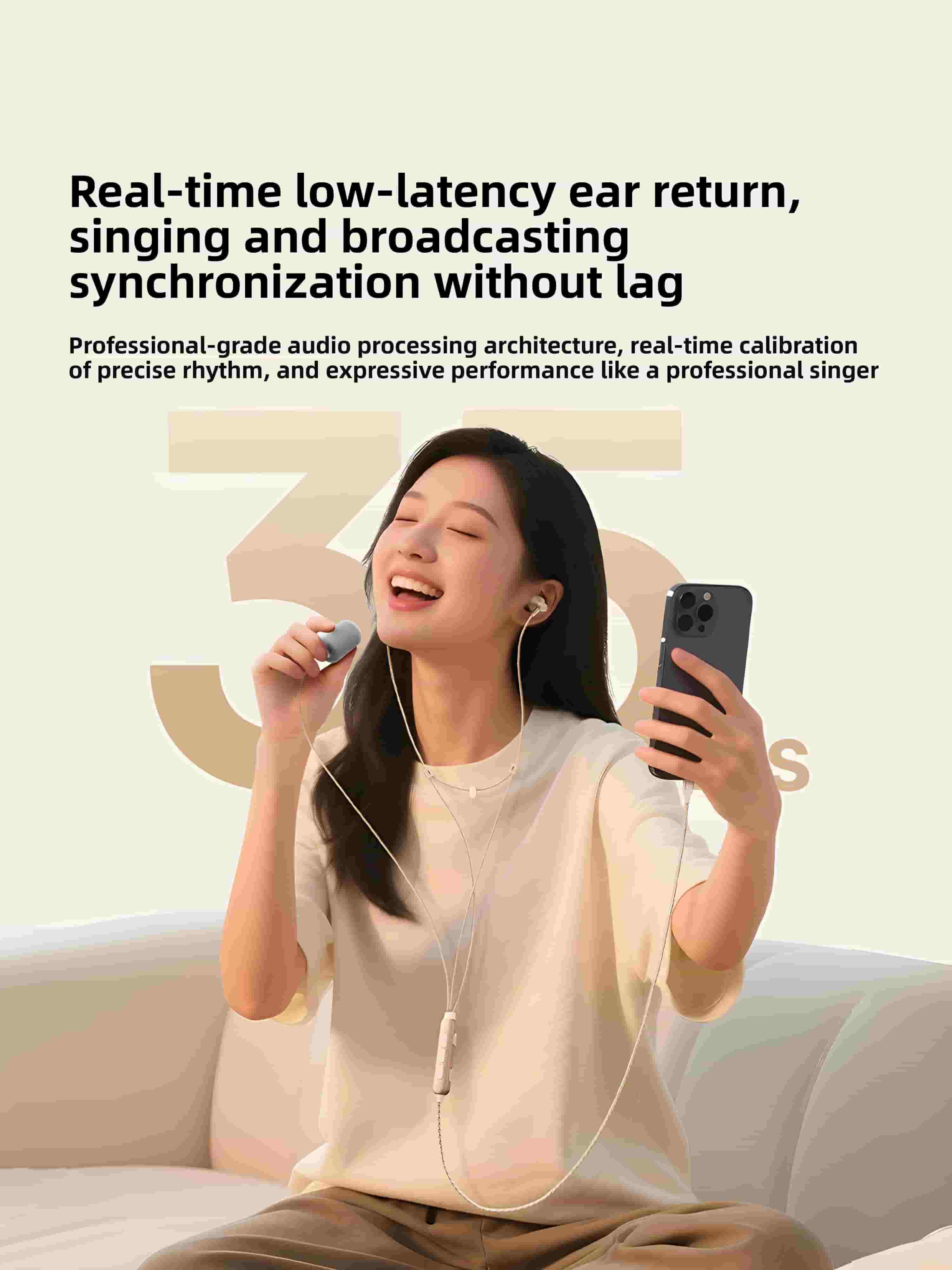 Baseus Encok K1 Karaoke Used Headphones Built-in Ear-Monitoring Wired Microphone
