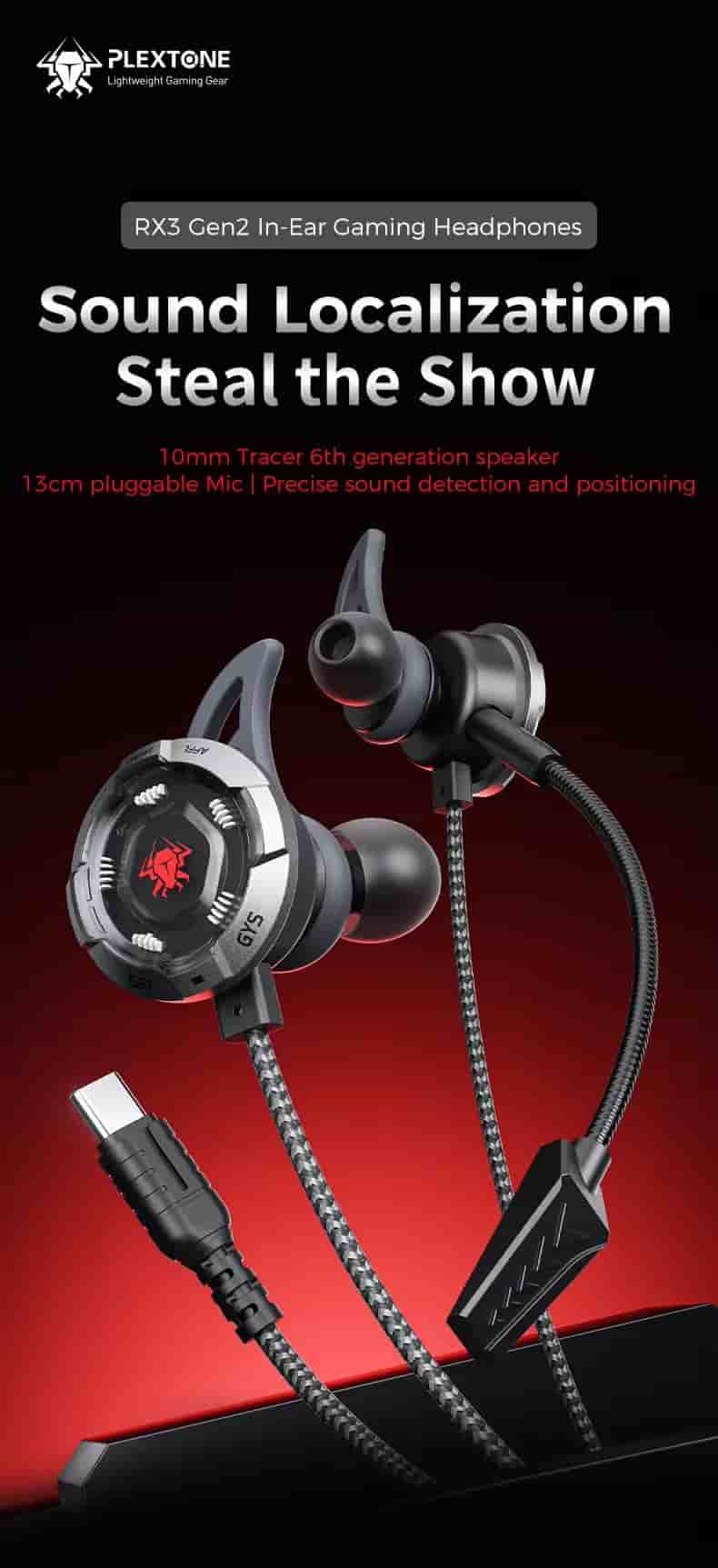 Plextone RX3 Gen2 Type C Gaming Earphone