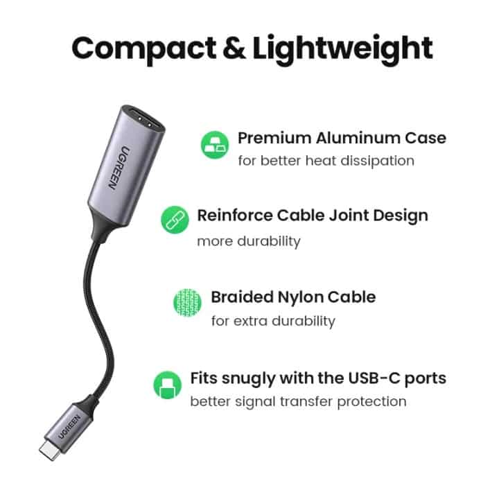 UGREEN CM297 Type C to HDMI Adapter Cord 4K 60Hz Thunderbolt 3 HDMI 2.0 Converter
