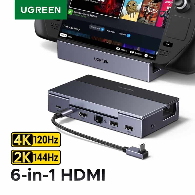 UGREEN 6-in-1 4K120Hz USB C HUB Steam Deck Docking Station (CM800)