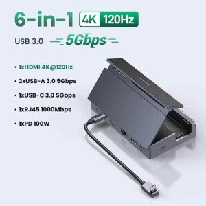 UGREEN 6-in-1 4K120Hz USB C HUB Steam Deck Docking Station (CM800)