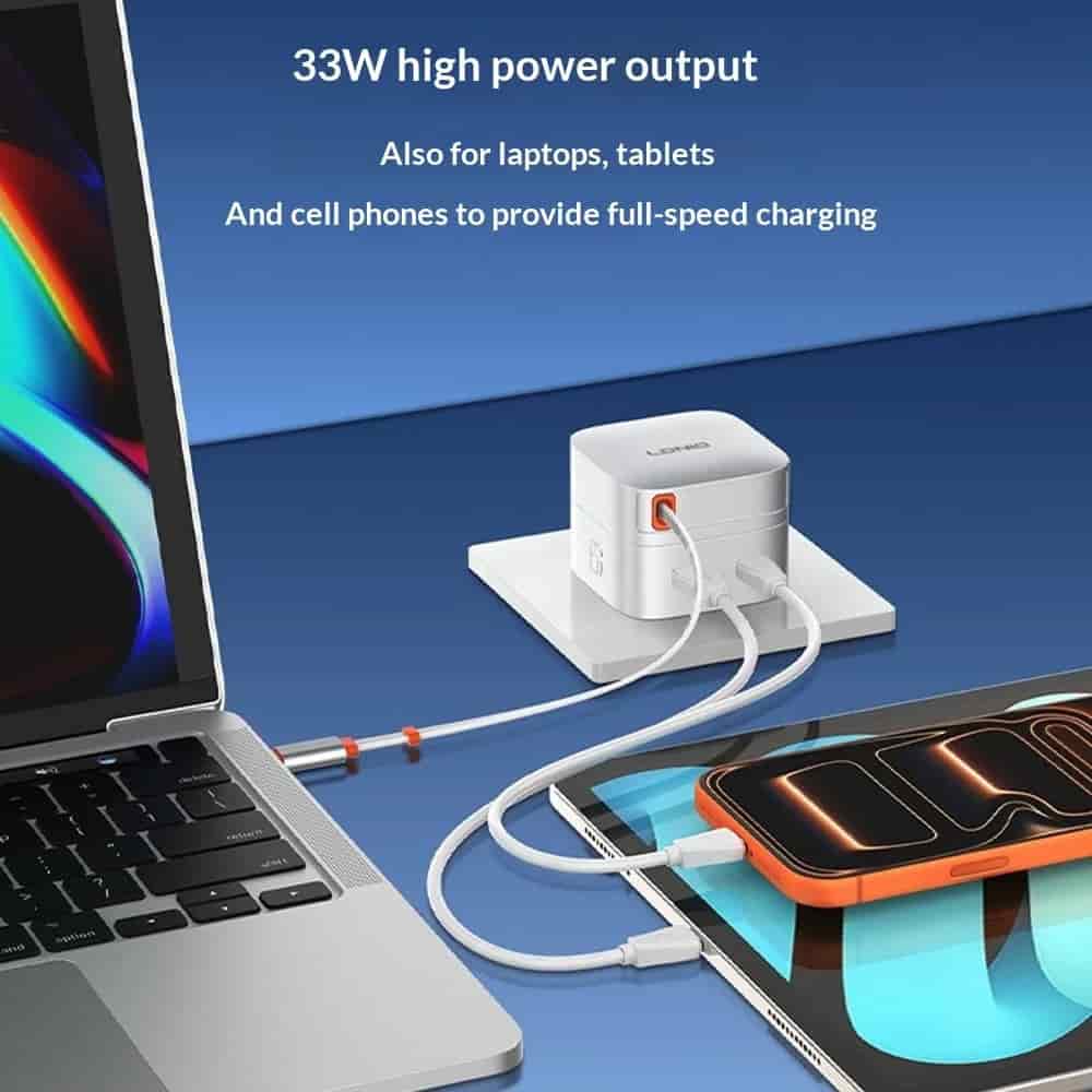 LDNIO Q9 33W GaN Fast Charger with Retractable Cable