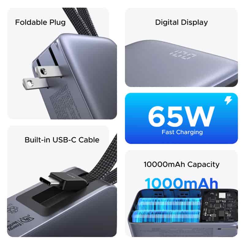 UGREEN PB512 3-in-1 45W 10000mAh Power Bank with 65W AC Outlet