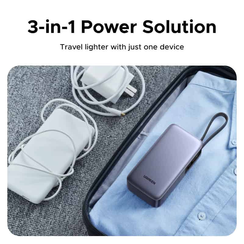 UGREEN PB512 3-in-1 45W 10000mAh Power Bank with 65W AC Outlet