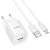 Hoco C145A QC 18W Mini Charger with USB-A to Type-C Cable