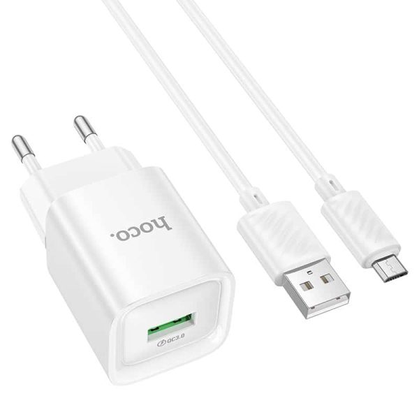 Hoco C145A QC 18W Mini Charger with USB-A to Type-C Cable