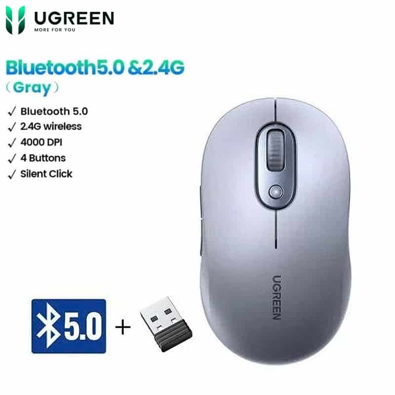 Ugreen M556 Dual Mode Wireless Bluetooth Mouse, For Laptop, MacBook, PC