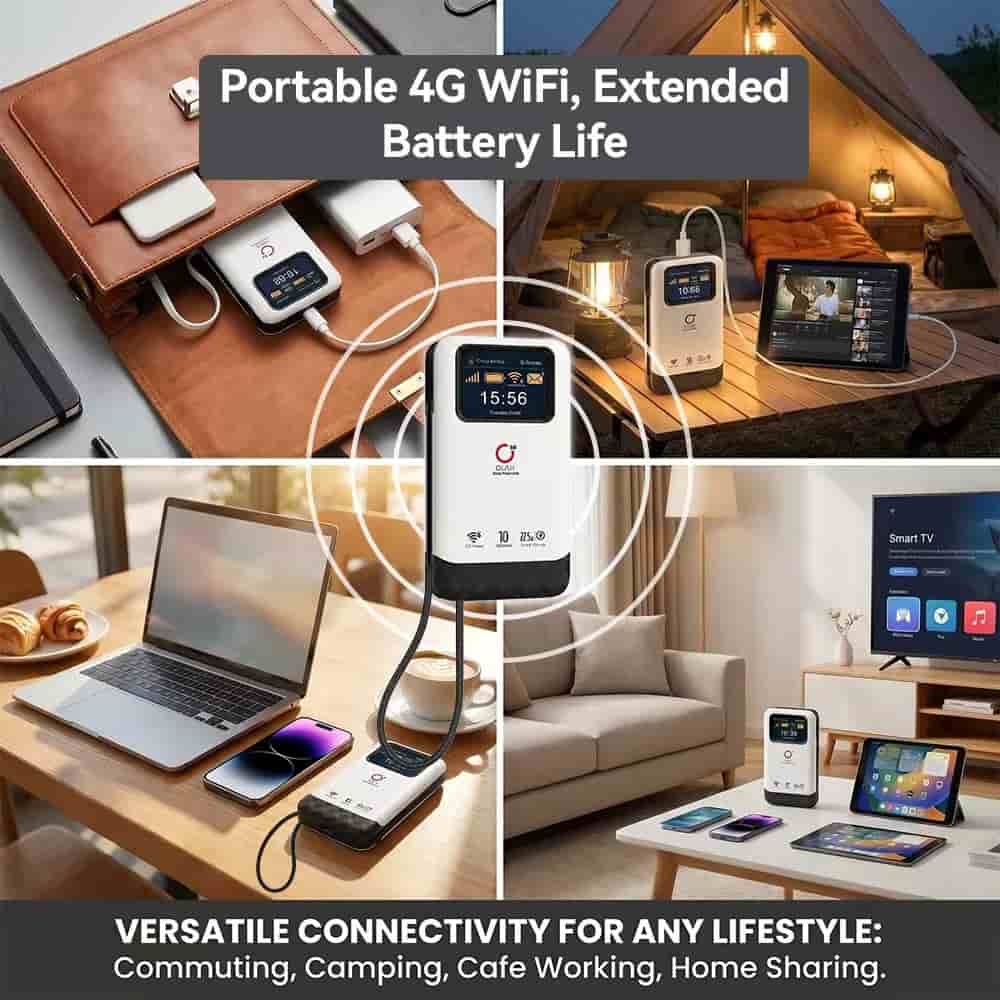 OLAX Gomate M200 2 in 1 Power Bank and 4G LTE WiFi 6 Router - 10500mAh Battery