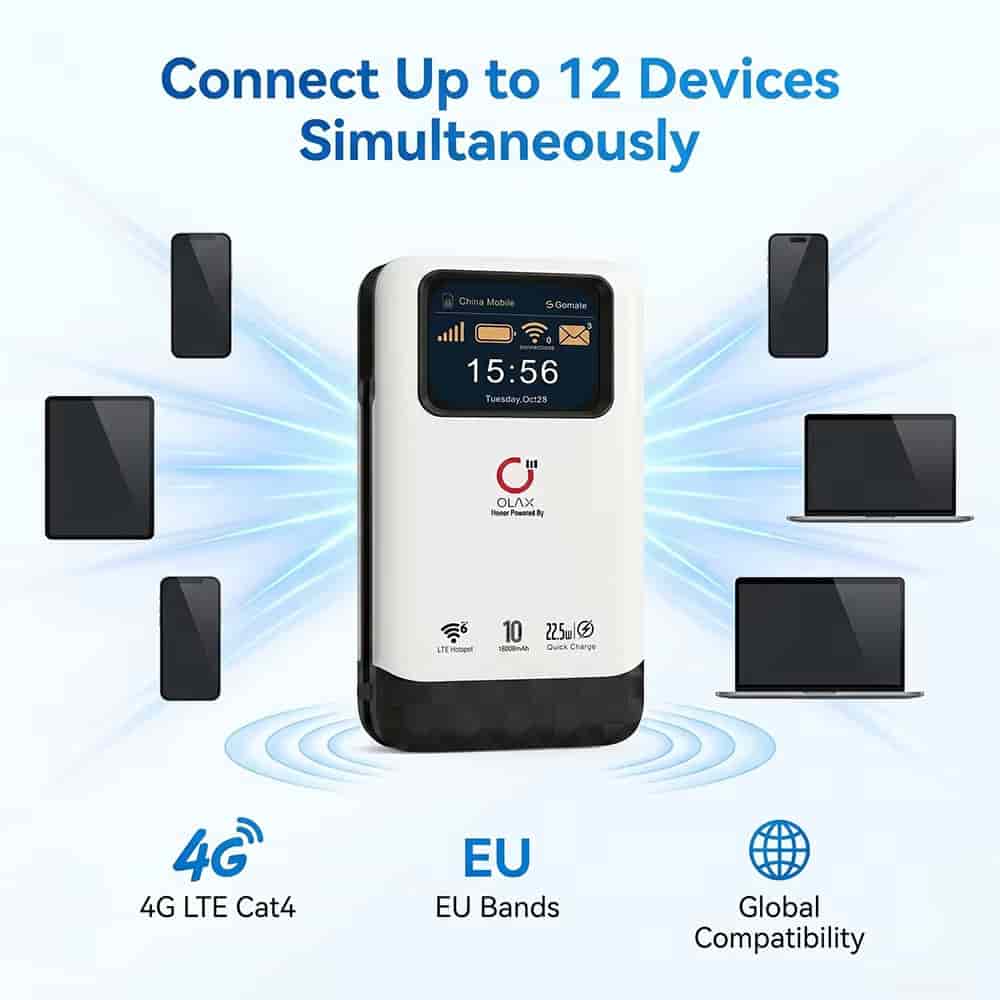 OLAX Gomate M200 2 in 1 Power Bank and 4G LTE WiFi 6 Router - 10500mAh Battery