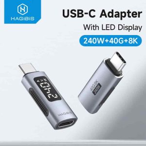 Hagibis TUA03 240W 40Gbps 8K@60Hz LED Display USB-C Adapter USB4 Connector