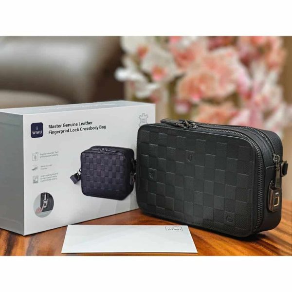 WiWU Master Genuine Leather Fingerprint Lock Crossbody Bag