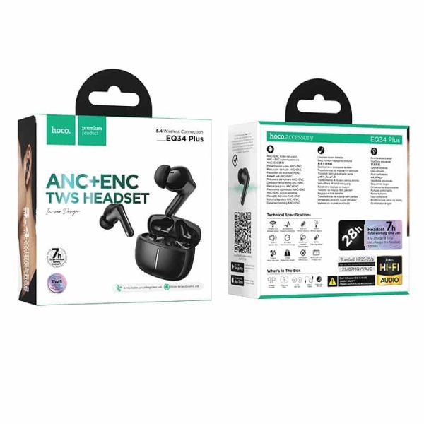HOCO EQ34 Plus ANC+ENC Bluetooth 5.4 Earbuds With App Control