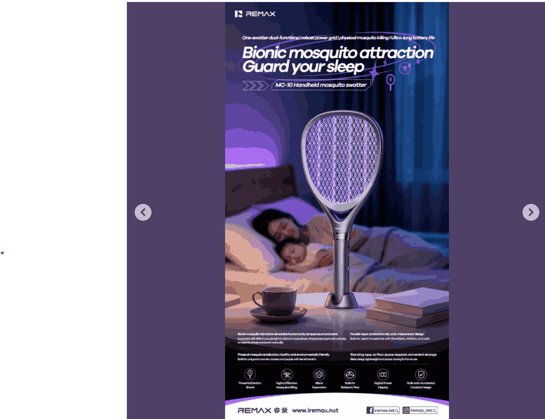 Remax MC10 Electric Mosquito Swatter Racket with Digital Display