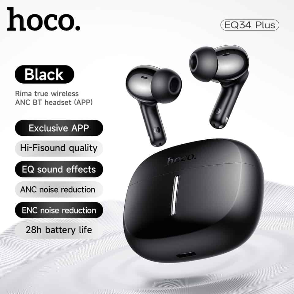HOCO EQ34 Plus ANC+ENC Bluetooth 5.4 Earbuds With App Control