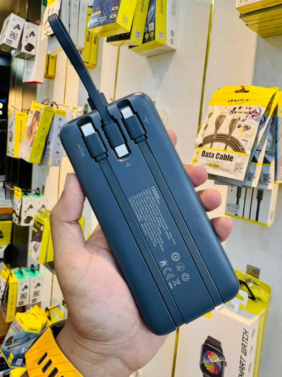 QCY Pulse PB10H 10000mAh Power Bank with 3 Built-in Cables