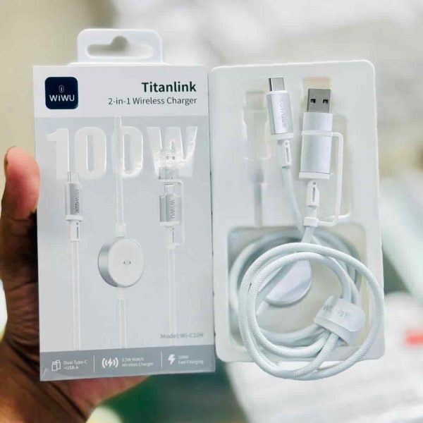 WiWU WI-C104 Titanlink 2-in-1 Apple Watch Charger With 100W Fast Charging Cable