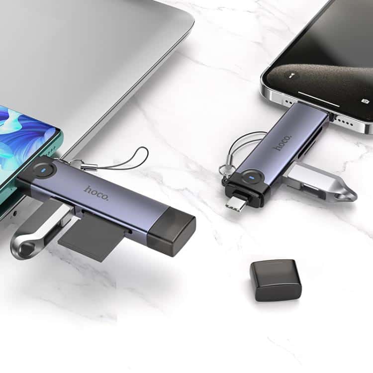 Hoco HB56B OTG USB-C / Lightning to SD, TF, USB2.0 Portable Card Reader