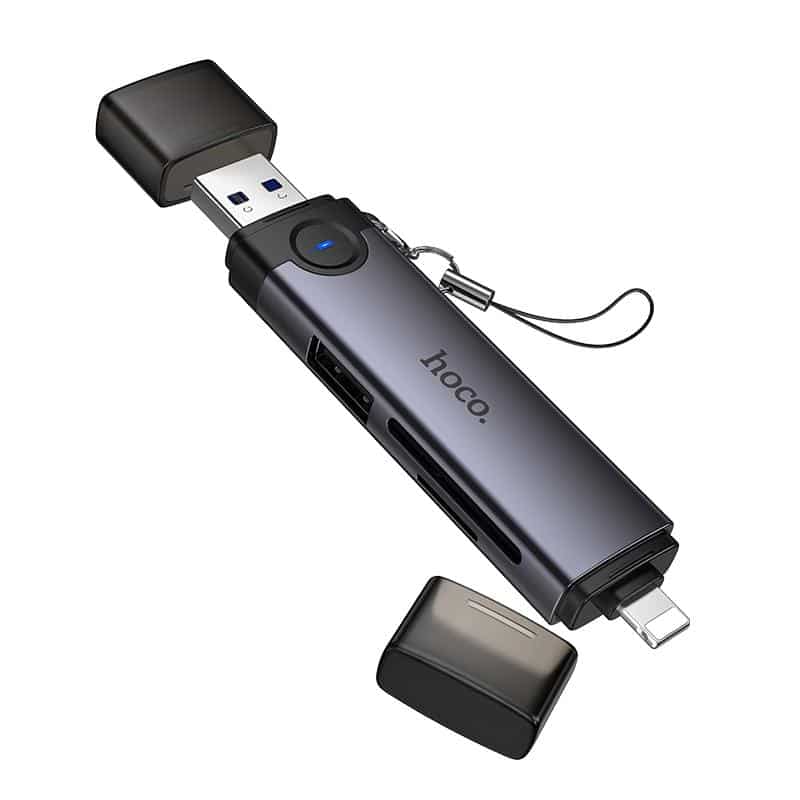 Hoco HB56A OTG USB-A / Lightning to SD, TF, USB2.0 Portable Card Reader
