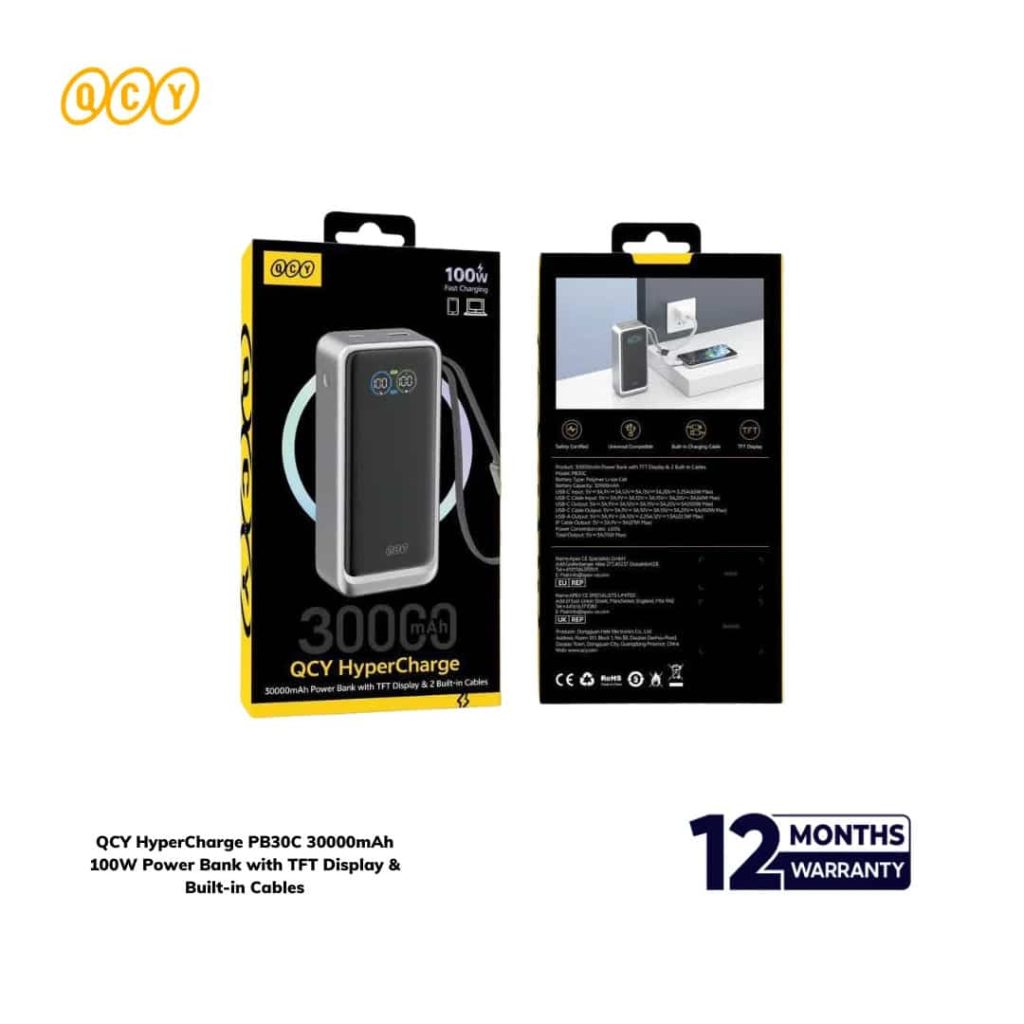 QCY HyperCharge PB30C 30000mAh 100W Power Bank