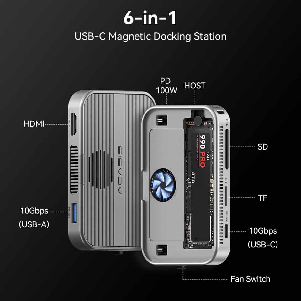 Acasis EC-1401 USB-c Magnetic SSD Enclosure Docking Station For Mobile Phones