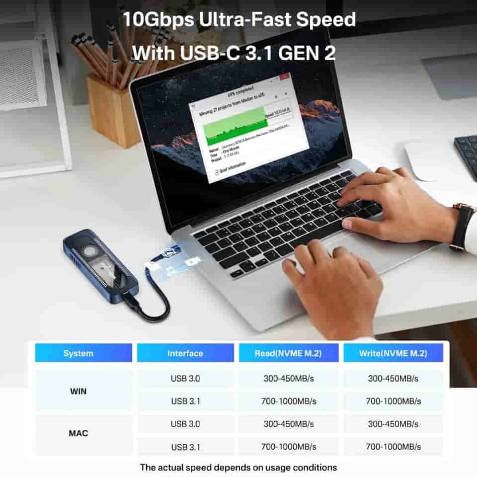 Acasis EC-6608Air 10Gbps M.2 NVMe SSD Enclosure With Built-in Cooling Fan