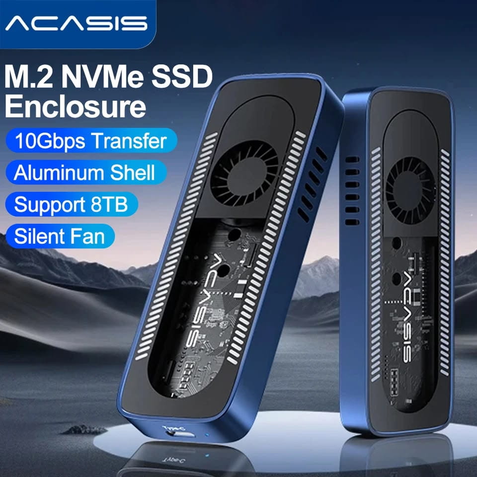 Acasis EC-6608Air 10Gbps M.2 NVMe SSD Enclosure With Built-in Cooling Fan