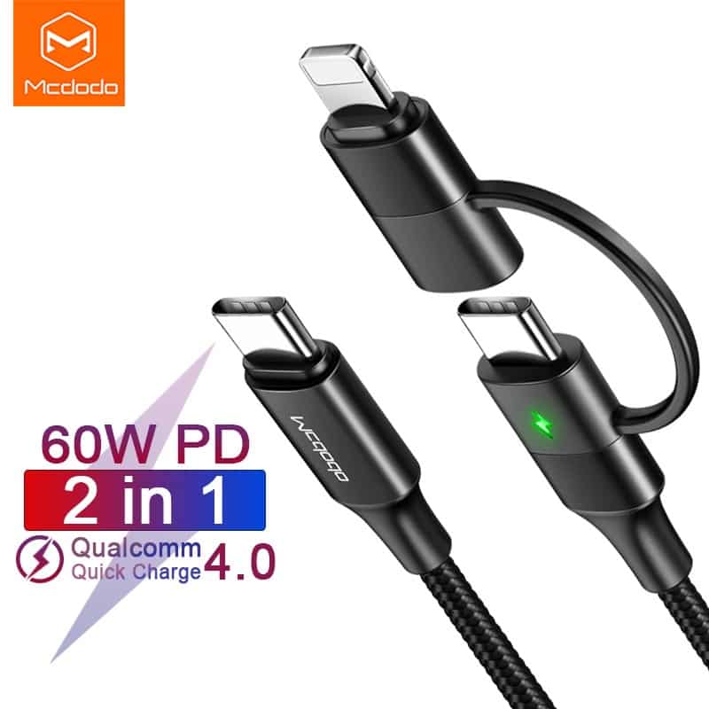 Mcdodo CA-712 60W 2 in 1 PD Fast Charge Data Cable - 1.2M