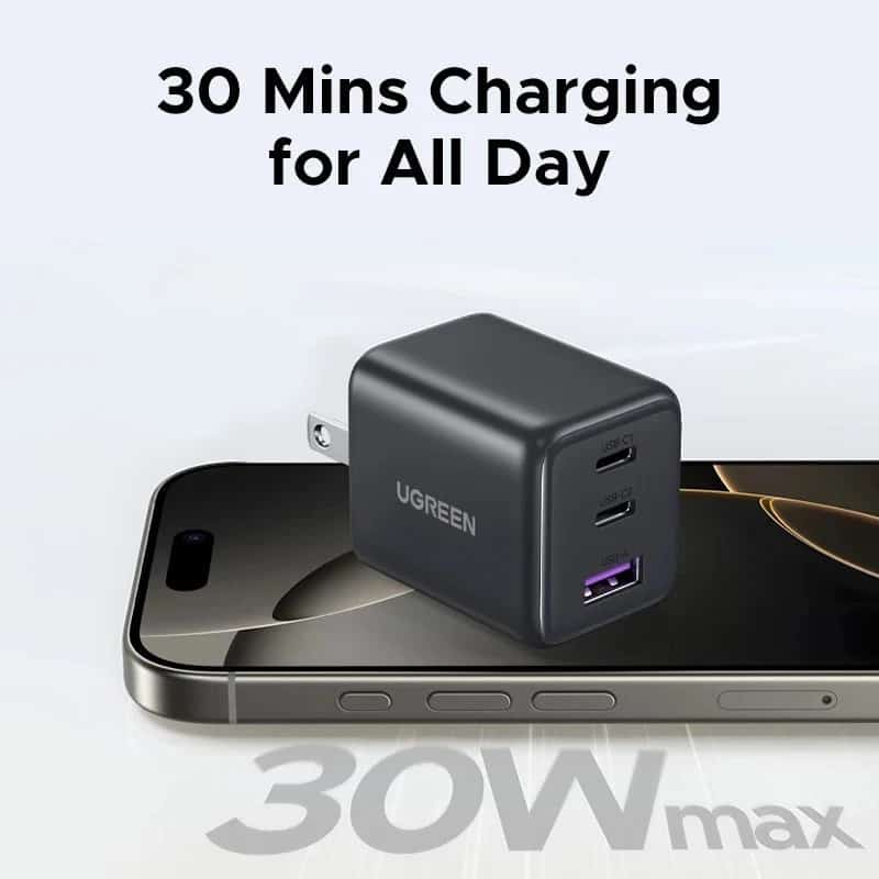 Ugreen X515 30W GaN Fast Charger 3-Port (US 2C 1A)