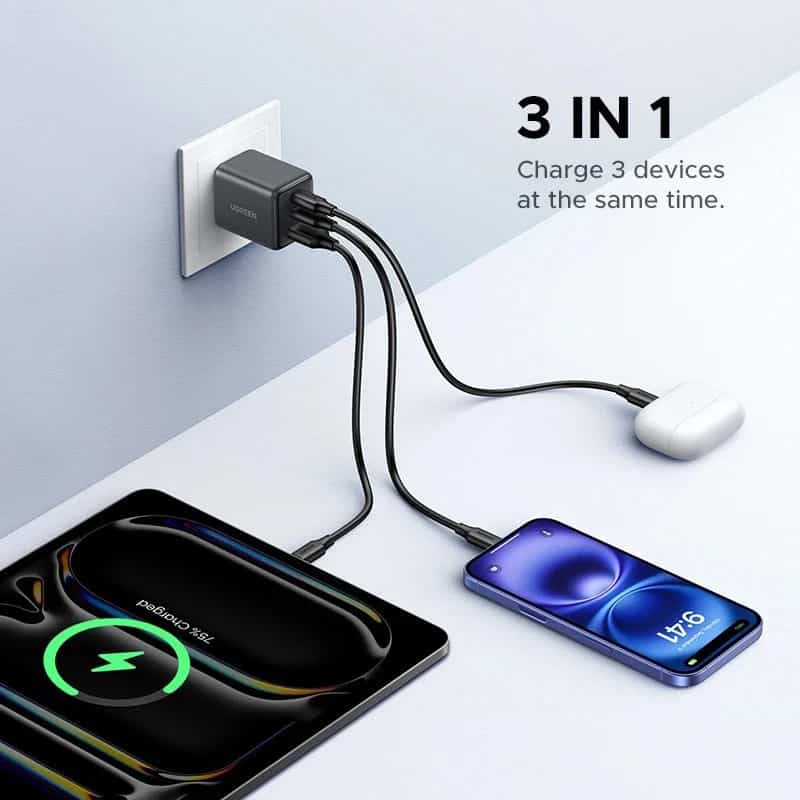 Ugreen X515 30W GaN Fast Charger 3-Port (US 2C 1A)
