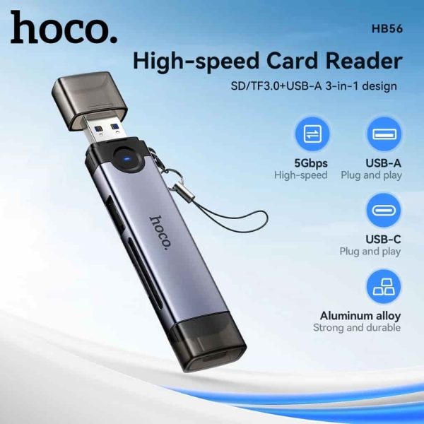 Hoco HB56 OTG USB-A / USB-C to SD, TF, USB2.0 Portable Card Reader Hoco HB56 OTG USB-A / USB-C to SD, TF, USB2.0 Portable Card Reader