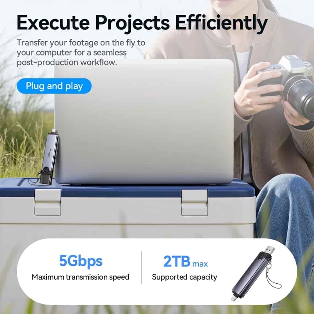 Hoco HB56 OTG USB-A / USB-C to SD, TF, USB2.0 Portable Card Reader