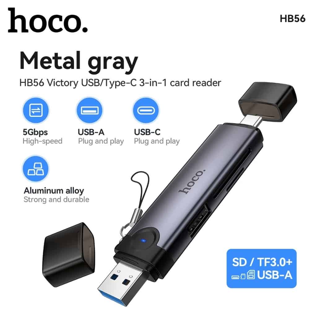 Hoco HB56 OTG USB-A / USB-C to SD, TF, USB2.0 Portable Card Reader