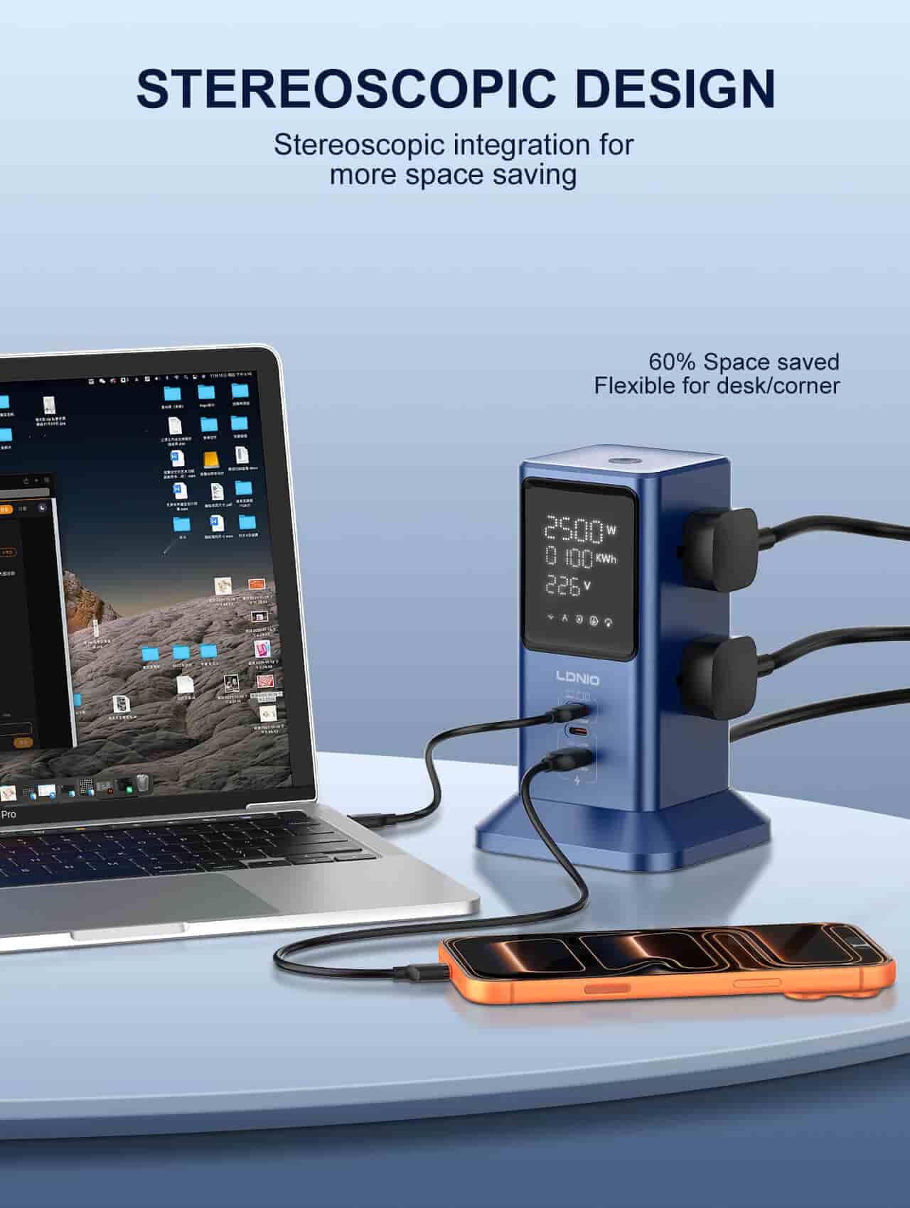 Ldnio SC2-1 45W Tower Extension Power Socket 2500W