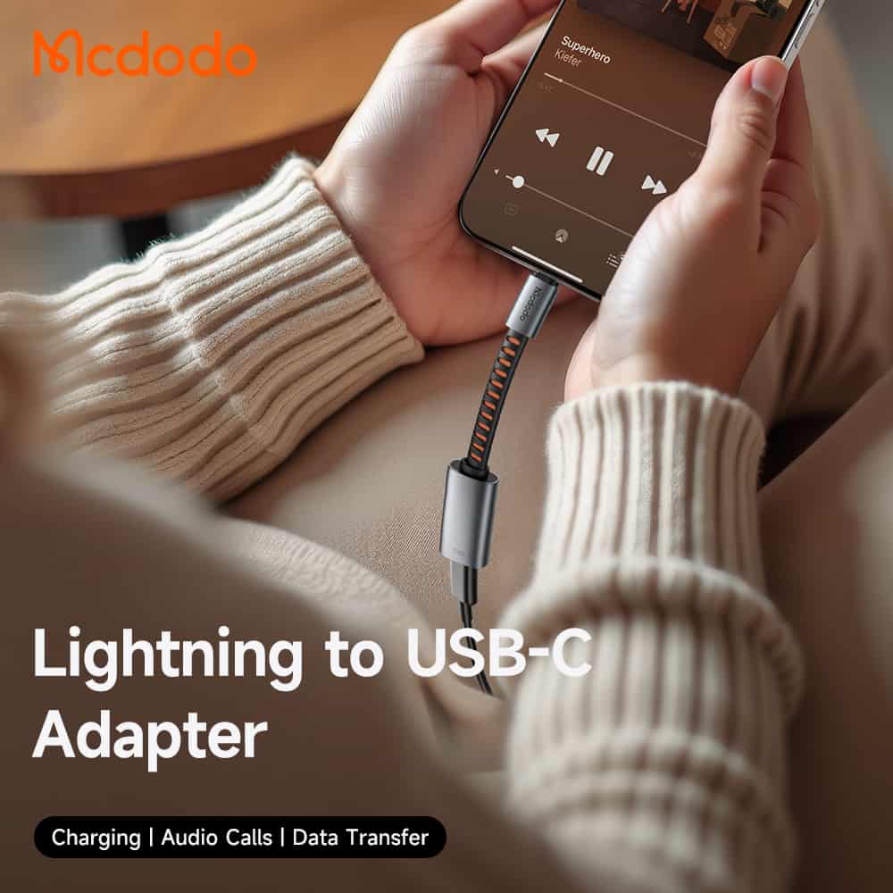 Mcdodo CA-4870 Lightning to USB-C Adapter Cable 24W Fast Charging Data Transfer With Calling