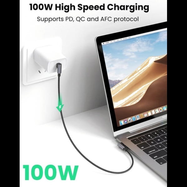 UGREEN US335 Angled USB-C to USB-C 100W 5A Fast Charging & Data Cable (1/2 Meter)