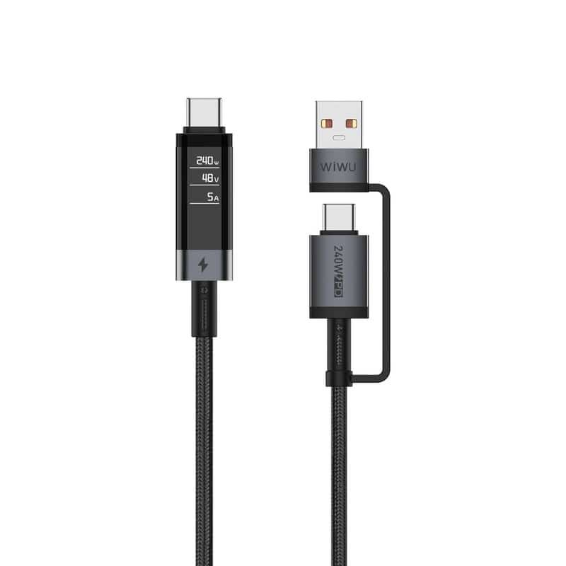 WiWU Wi-C109 Titanlink 240W USB-A+C to USB-C Cable With Real time Triple Display WiWU Wi-C109 Titanlink 240W USB-A+C to USB-C Cable With Real time Triple Display