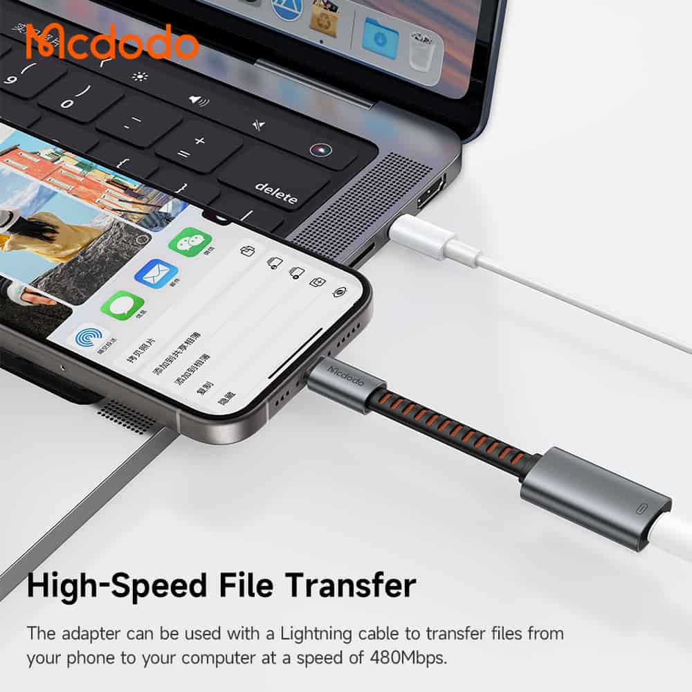 Mcdodo CA-4870 Lightning to USB-C Adapter Cable 24W Fast Charging Data Transfer With Calling