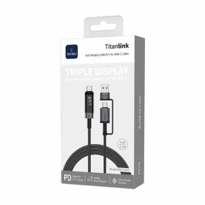 WiWU Wi-C109 Titanlink 240W USB-A+C to USB-C Cable With Real time Triple Display