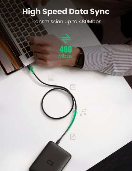 Ugreen US132 USB 2.0 A Male to Mini 5 Pin Male Cable - 1M/3M