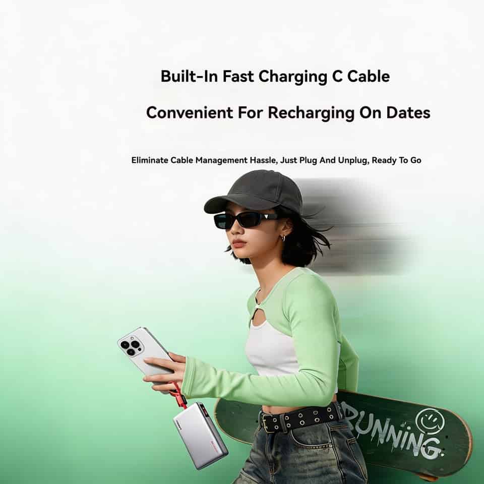 UGREEN PB541 PowerBank 10000mAh 45W Fast Charging Portable Built In Cable With Digital Display