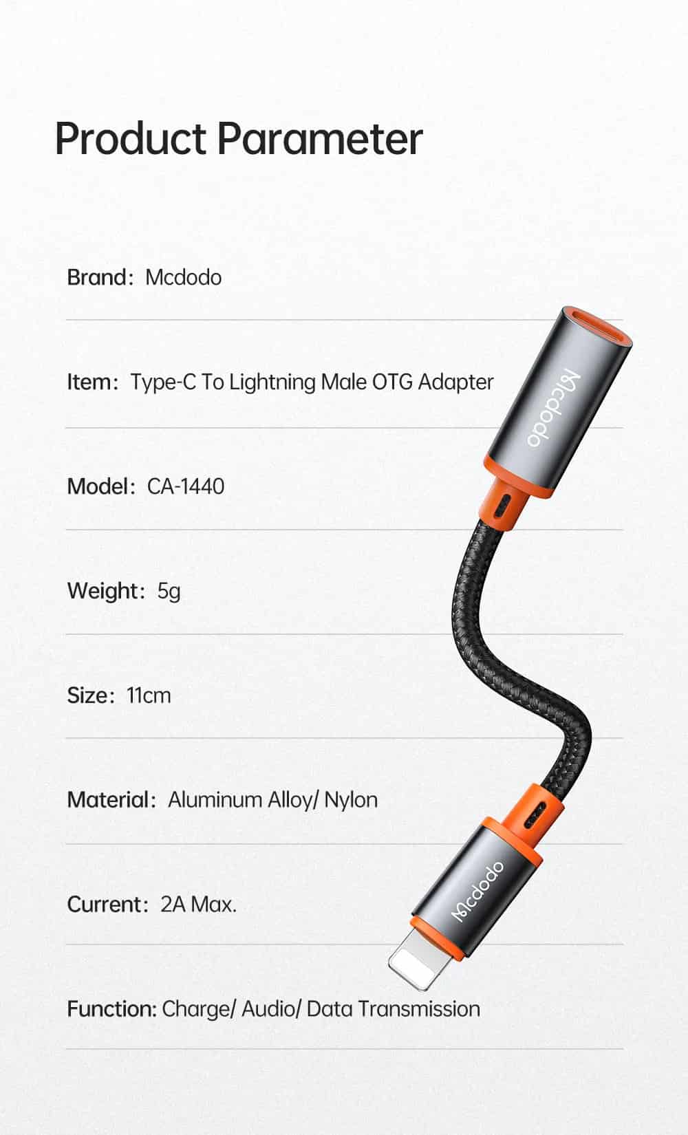 Mcdodo CA-1440 Type-C to Lightning Converter