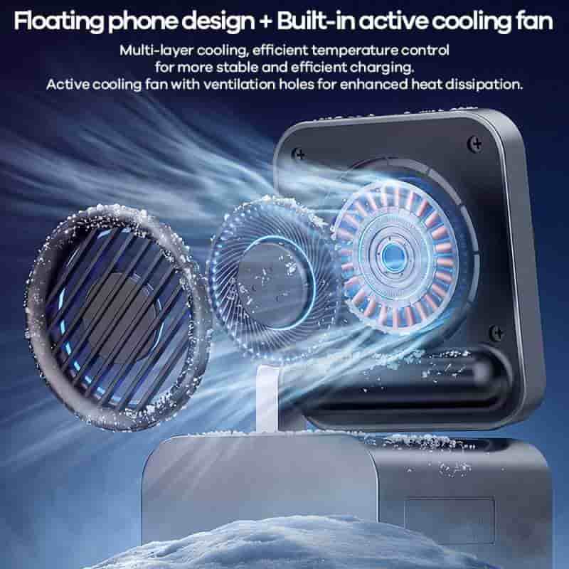 REMAX CW19 Qi2 Magnetic 4-in-1 30W Wireless Charger Active Cooling Fan with Desk Clock