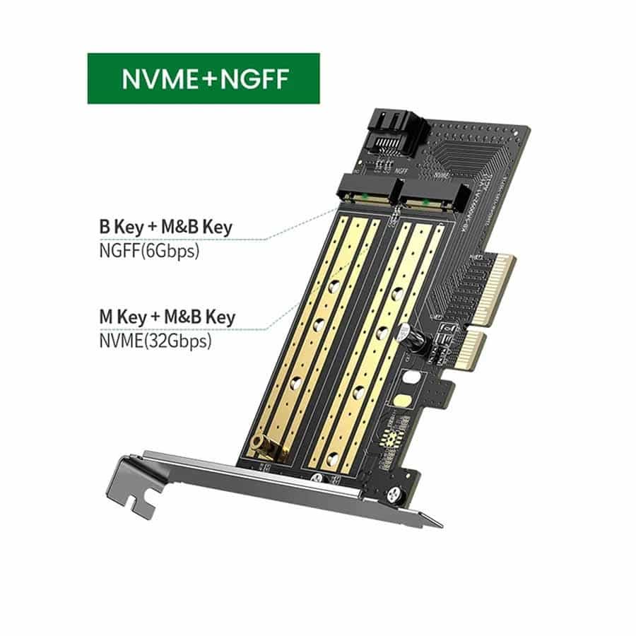 UGREEN CM302 M.2 SATA+M.2 NVMe to PCI-E 3.0 X4 Expansion Card – 70504